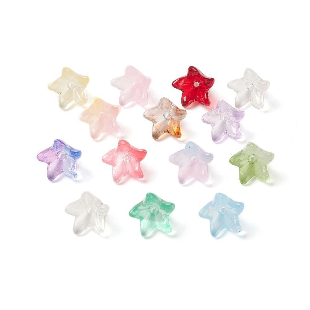 5141 500 Pcs Glass Morning Glory Flower Bead End Caps Lily Flower Trumpet